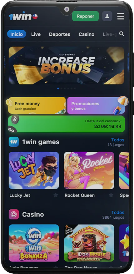 Captura de pantalla de la aplicación móvil 1Win