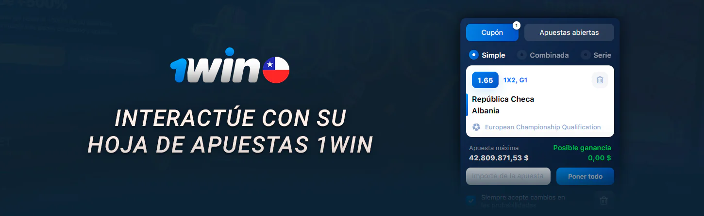 Personalice su apuesta en un cupón 1Win