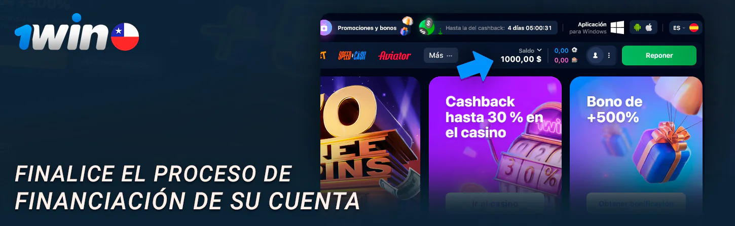Espere a recibir fondos en su cuenta 1Win